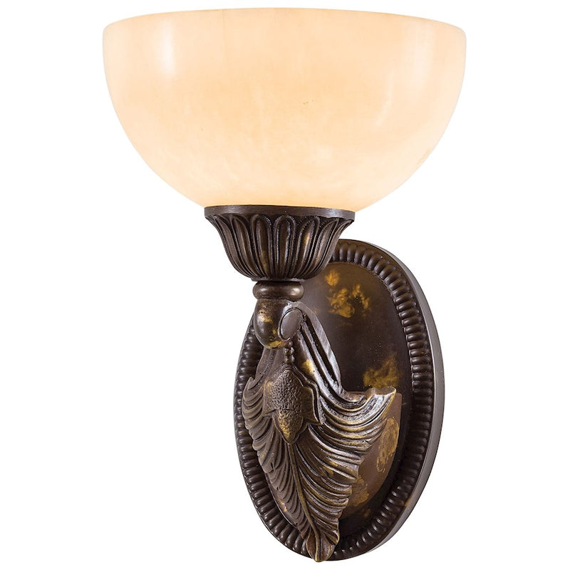 Metropolitan Lighting 1-Light Wall Sconce | Traditional Antique Oxidized Bronze & White Alabaster | Hallway & Bedroom Accent Light | Model N200401