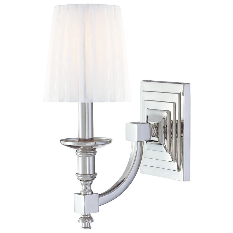 Metropolitan Lighting Continental Classics 1-Light Wall Sconce | Traditional Polished Nickel | Hallway & Bedroom Accent Light | Model N2641-613