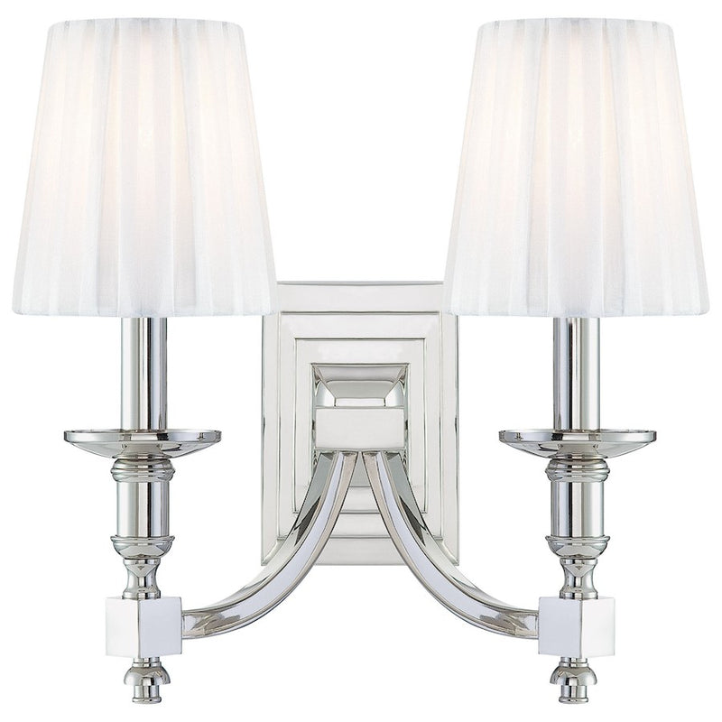 Metropolitan Lighting Continental Classics 2-Light Wall Sconce | Traditional Polished Nickel | Bathroom Vanity & Hallway Light | Model N2642-613