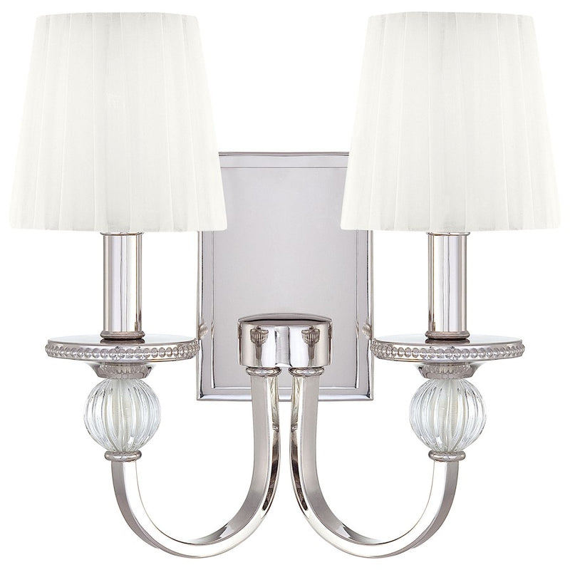 Metropolitan Lighting Aise 2-Light Wall Sconce | Contemporary Polished Nickel | Bathroom Vanity & Powder Room Light | 14 in H | Model N2661-613