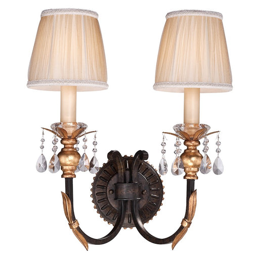 Metropolitan Lighting Bella Cristallo 2-Light Wall Sconce | Traditional French Bronze with Gold Highlights | Bedroom & Hallway | Model N2690-258B