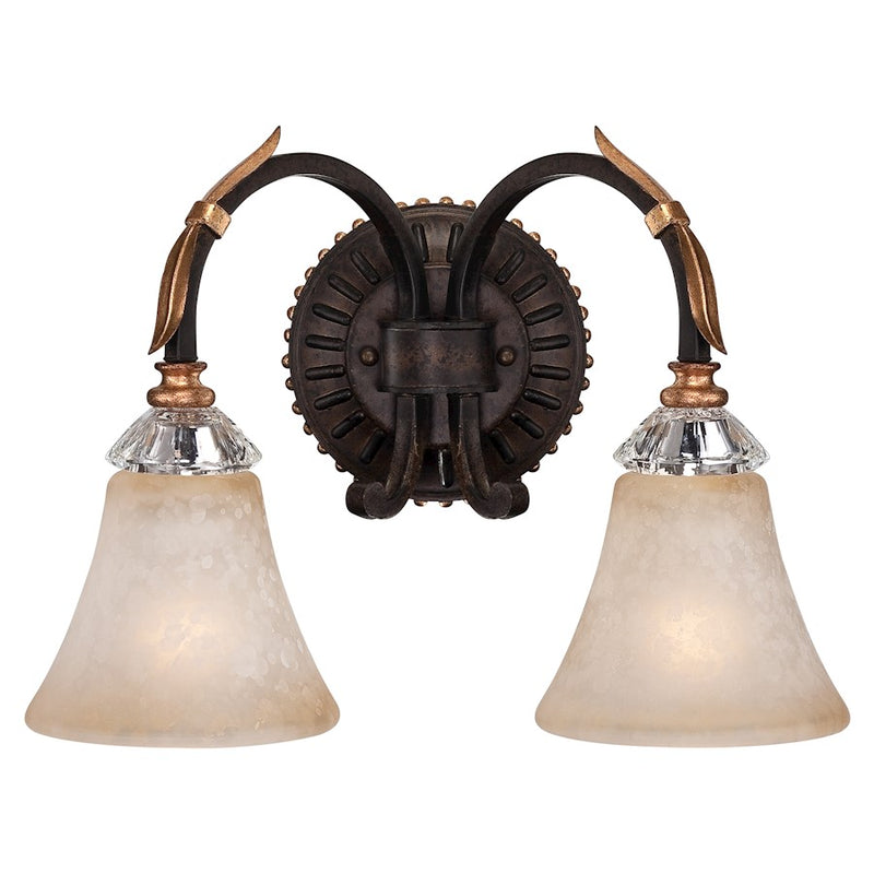 Metropolitan Lighting Bella Cristallo 2-Light Bath Vanity | Traditional French Bronze with Gold Highlights | Bathroom Vanity & | Model N2692-258B