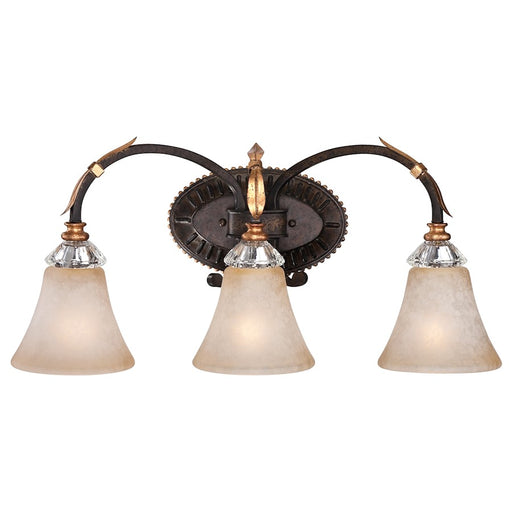 Metropolitan Lighting Bella Cristallo 24in 3-Light Bath Vanity | Traditional French Bronze with Gold Highlights | Bathroom & | Model N2693-258B
