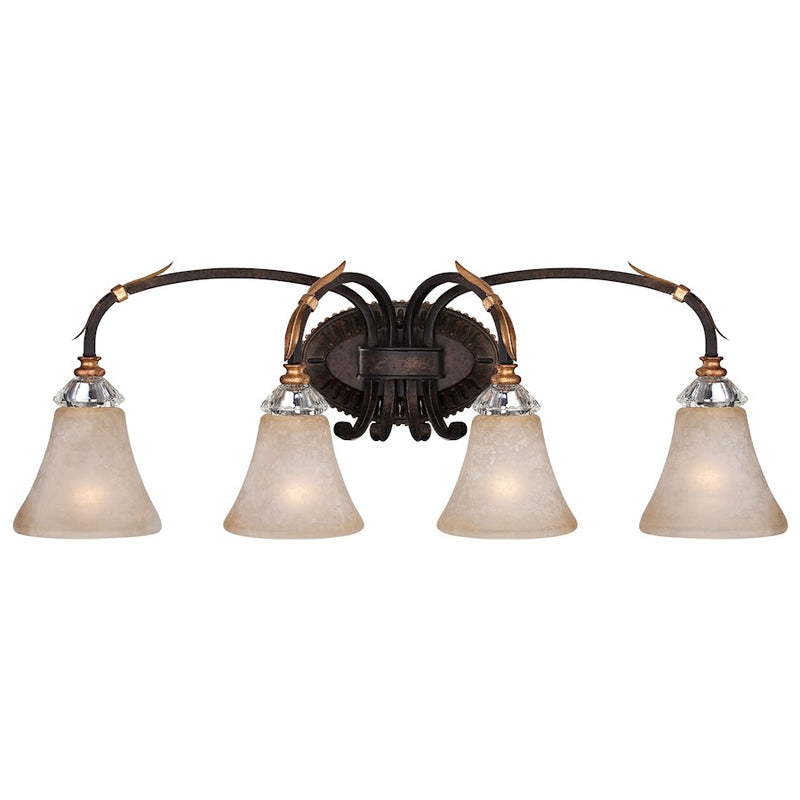 Metropolitan Lighting Bella Cristallo 32in 4-Light Bath Vanity | Traditional French Bronze with Gold Highlights | Bathroom & | Model N2694-258B