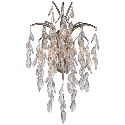 Metropolitan Lighting Bella Flora 14in 3-Light Wall Sconce | Transitional Silver Mist Finish and Faceted Crystals | Living Room & | Model N2860-278
