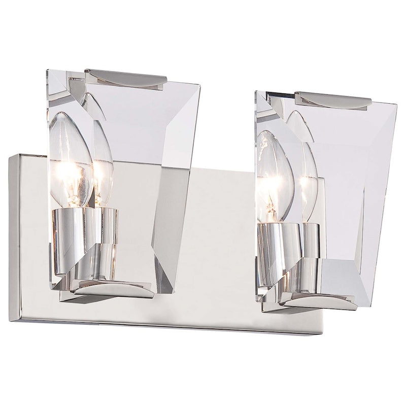 Metropolitan Lighting Castle Aurora 12in 2-Light Bath Vanity Light | Transitional Polished Nickel and Clear Crystal | Bathroom | Model N2982-613