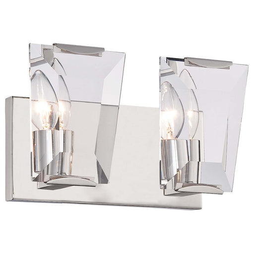 Metropolitan Lighting Castle Aurora 12in 2-Light Bath Vanity Light | Transitional Polished Nickel and Clear Crystal | Bathroom | Model N2982-613