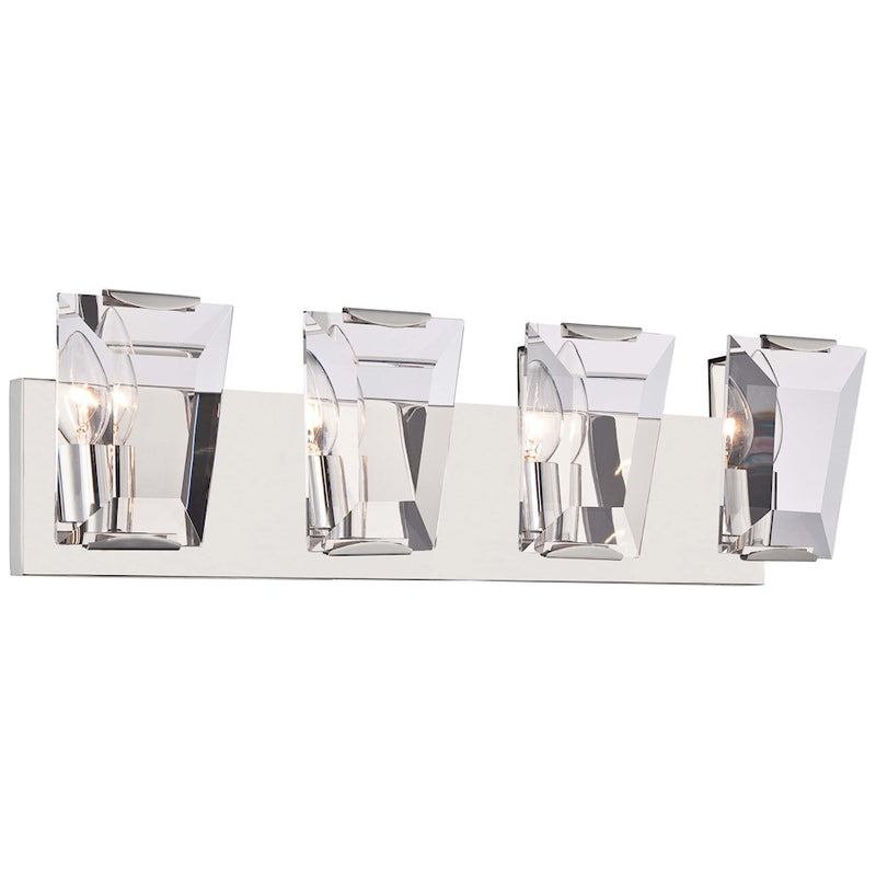 Metropolitan Lighting Castle Aurora 26in 4-Light Bath Vanity Light | Transitional Polished Nickel and Clear Crystal | Bathroom | Model N2984-613