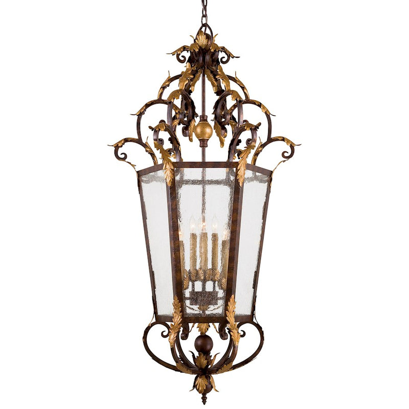 Metropolitan Lighting Zaragoza 26in 8-Light Foyer Pendant | Traditional Golden Bronze Wrought Iron | Entryway & Dining Room | Model N3639-355