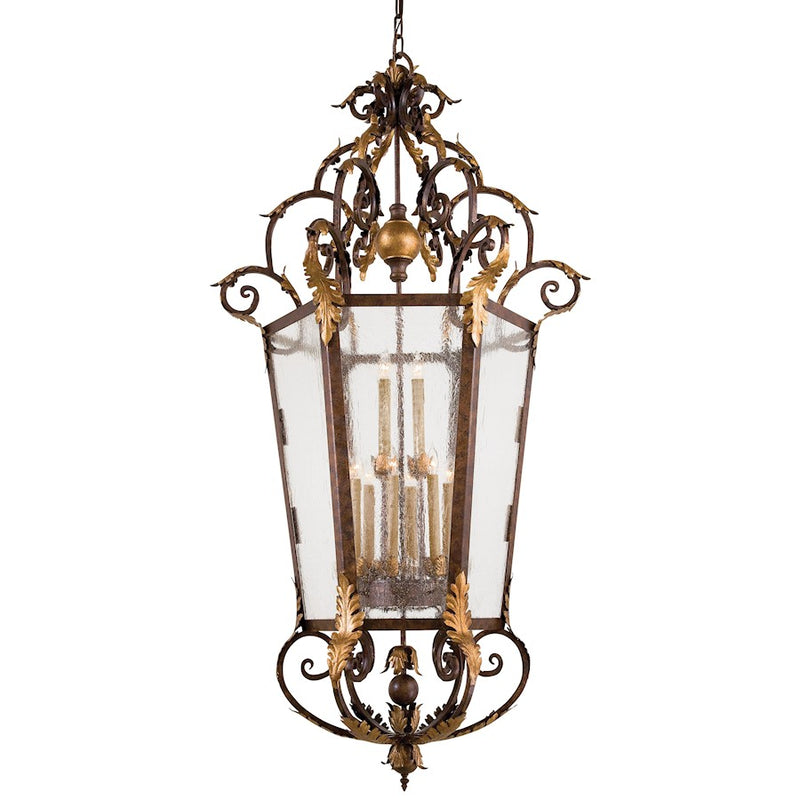 Metropolitan Lighting Zaragoza 34in 12-Light Foyer Pendant | Traditional Wrought Iron and Golden Bronze | Two-Story Foyer & Grand | Model N3642-355