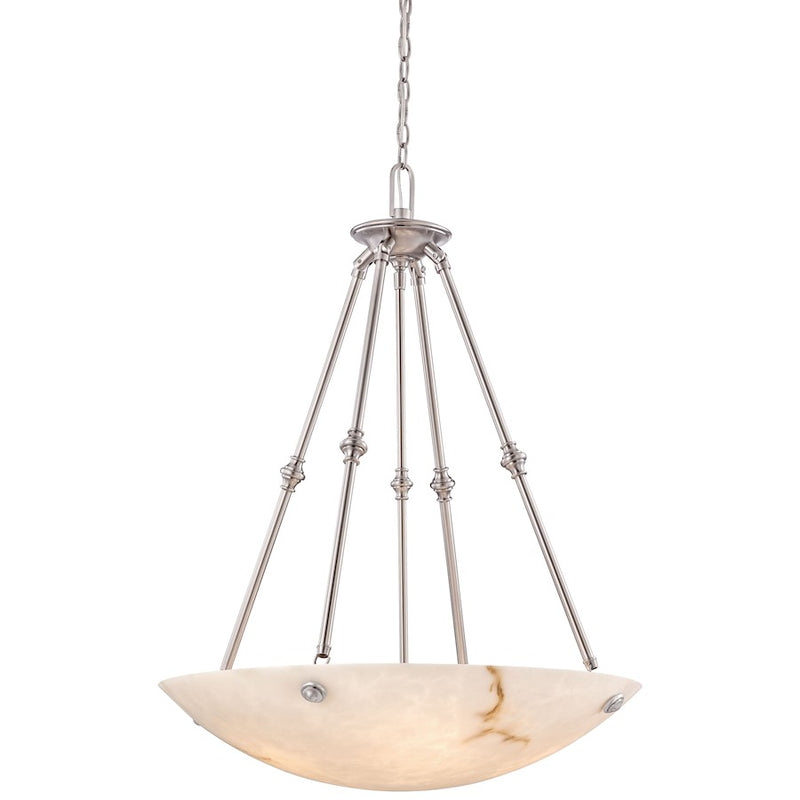 Metropolitan Lighting Virtuoso II 27in 5-Light Pendant | Traditional Pewter and Alabaster Dust Glass | Dining Room & Living Room | Model N3705-PW