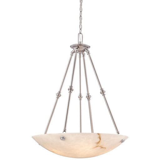 Metropolitan Lighting Virtuoso II 27in 5-Light Pendant | Traditional Pewter and Alabaster Dust Glass | Dining Room & Living Room | Model N3705-PW