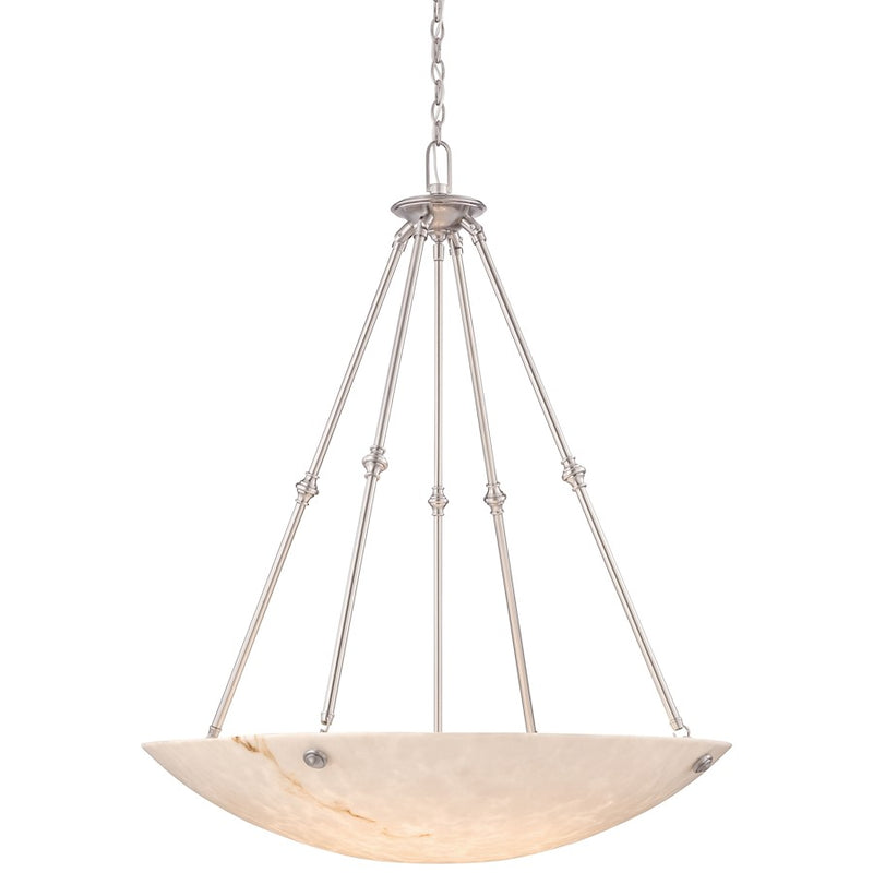 Metropolitan Lighting Virtuoso II 35in 6-Light Pendant | Traditional Pewter Plated and Alabaster Dust Glass | Dining Room & Foyer | Model N3706-PW