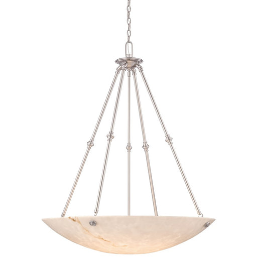 Metropolitan Lighting Virtuoso II 35in 6-Light Pendant | Traditional Pewter Plated and Alabaster Dust Glass | Dining Room & Foyer | Model N3706-PW