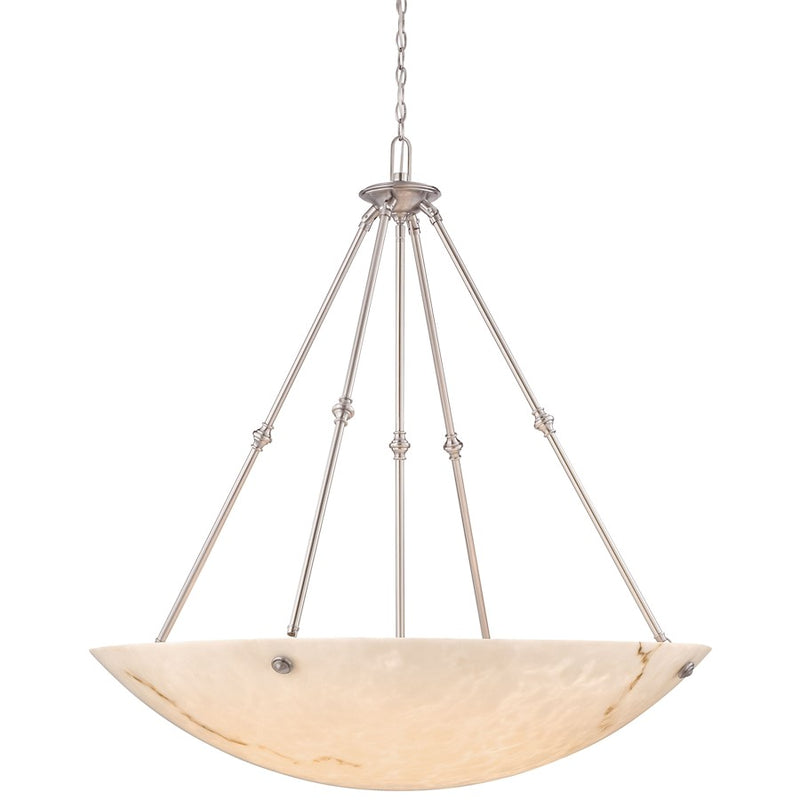 Metropolitan Lighting Virtuoso II 43in 8-Light Pendant | Traditional Pewter Plated and Alabaster Dust Glass | Dining Room & Foyer | Model N3708-PW