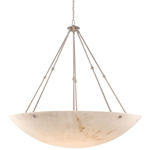 Metropolitan Lighting Virtuoso II 59in 12-Light Pendant | Traditional Pewter and Alabaster Dust Bowls | Foyer & Dining Room | Model N3712-PW