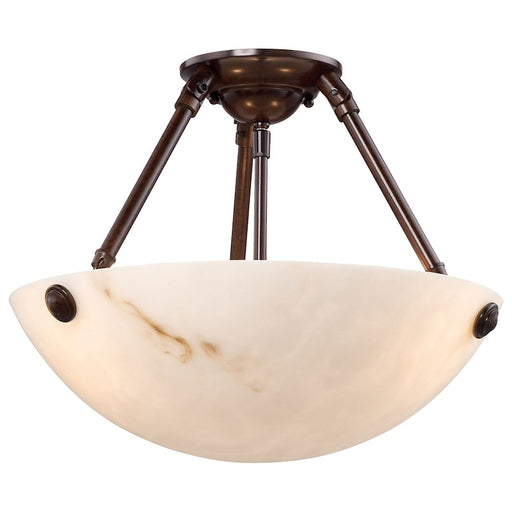 Metropolitan Lighting Virtuoso II 18in 3-Light Semi-Flush Mount | Traditional Bronze Patina and Alabaster Dust Glass | Entryway & | Model N3713-BP