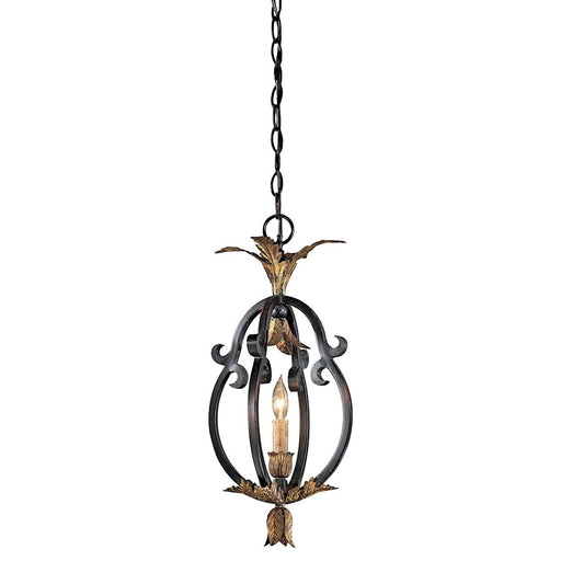 Metropolitan Lighting Montparnasse 9in 1-Light Mini Pendant | Traditional French Black with Gold Leaf Highlights | Kitchen Island & | Model N6103-20