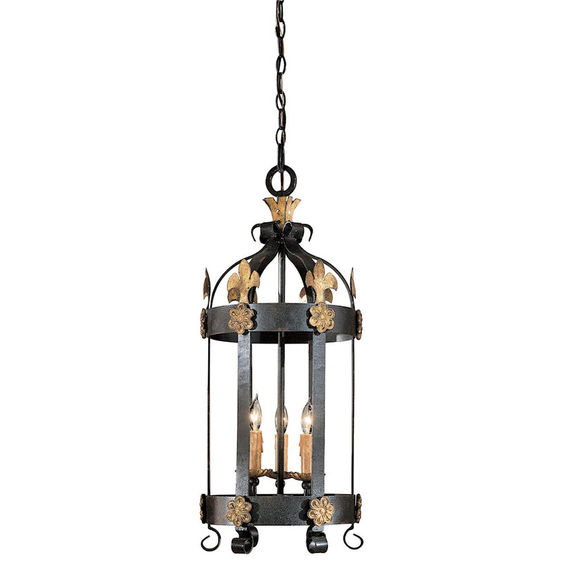 Metropolitan Lighting Montparnasse 3-Light Pendant | French Black with Gold Leaf Highlights | Kitchen Island & Dining Room | Model N6105-20