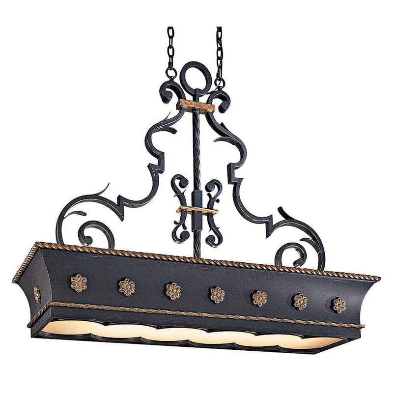 Metropolitan Lighting Montparnasse 46in 12-Light Island Light | Traditional French Black with Gold Leaf | Kitchen Island & Dining | Model N6107-20