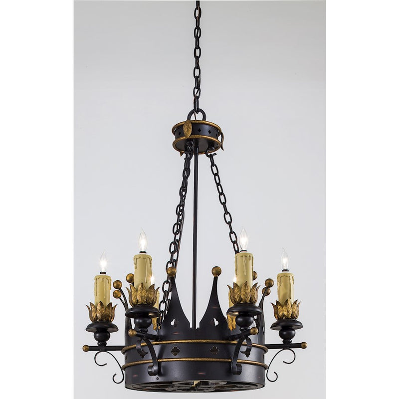 Metropolitan Lighting Montparnasse 30in 9-Light Chandelier | Traditional French Black and Gold Leaf | Dining Room & Grand Foyer | Model N6108-20