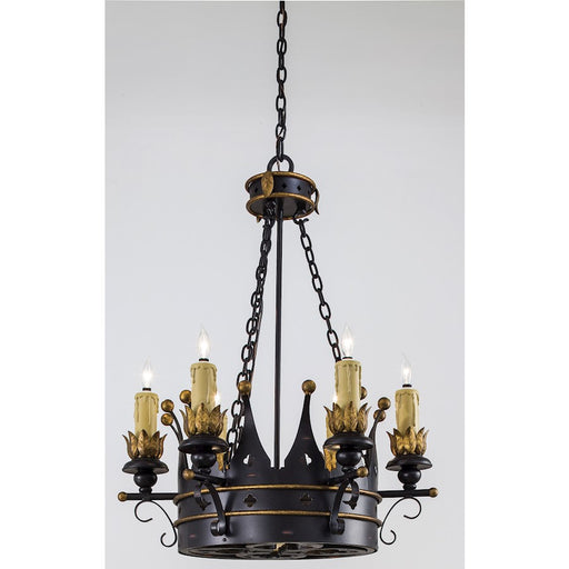 Metropolitan Lighting Montparnasse 30in 9-Light Chandelier | Traditional French Black and Gold Leaf | Dining Room & Grand Foyer | Model N6108-20