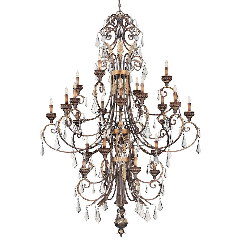 Metropolitan Lighting 24-Light Chandelier | Traditional Windsor Rust and Bronze Accents | Grand Foyer & Ballroom | 69 x 69 x 100 in | Model N6228-228