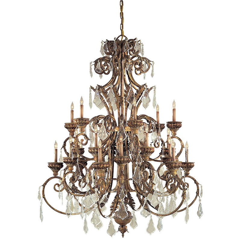 Metropolitan Lighting Padova 51in 24-Light Chandelier | Traditional Golden Bronze Wrought Iron | Dining Room & Foyer | Model N6229-363