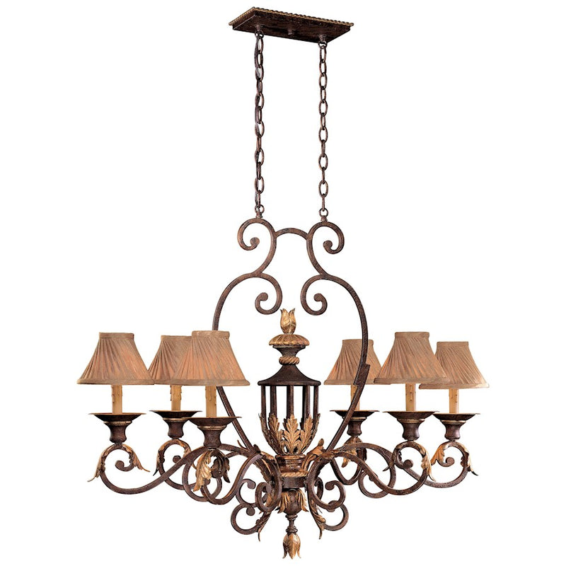Metropolitan Lighting Zaragoza 40in 6-Light Island Light | Traditional Golden Bronze and Wrought Iron | Kitchen Island & Breakfast | Model N6234-355