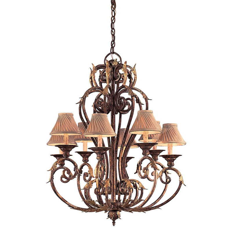 Metropolitan Lighting Zaragoza 34in 8-Light Chandelier | Traditional Golden Bronze Wrought Iron | Foyer & Dining Room | 34 x 40 in | Model N6238-355