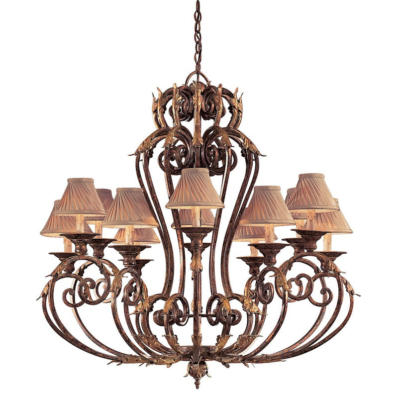 Metropolitan Lighting Zaragoza 44in 12-Light Chandelier | Traditional Golden Bronze Wrought Iron | Dining Room & Foyer | Model N6239-355