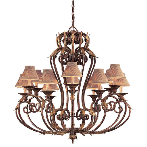 Metropolitan Lighting Zaragoza 44in 12-Light Chandelier | Traditional Golden Bronze Wrought Iron | Dining Room & Foyer | Model N6239-355