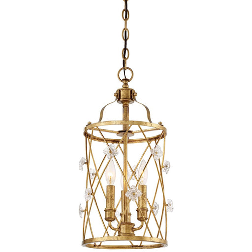 Metropolitan Lighting Victoria Park 11in 3-Light Pendant | Transitional Elara Gold and White Iris Glass | Dining Room & Kitchen | Model N6563-596