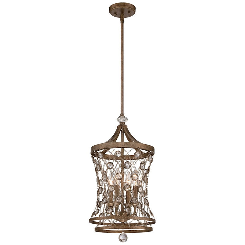 Metropolitan Lighting Vel Catena 12in 4-Light Mini Pendant | Transitional Arcadian Gold with Crystals | Kitchen Island & Dining | Model N6584-272