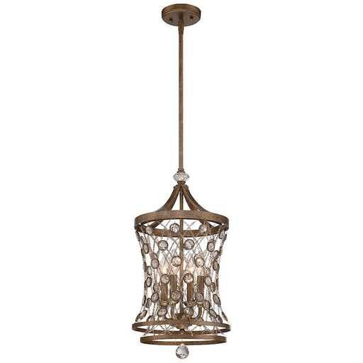 Metropolitan Lighting Vel Catena 12in 4-Light Mini Pendant | Transitional Arcadian Gold with Crystals | Kitchen Island & Dining | Model N6584-272