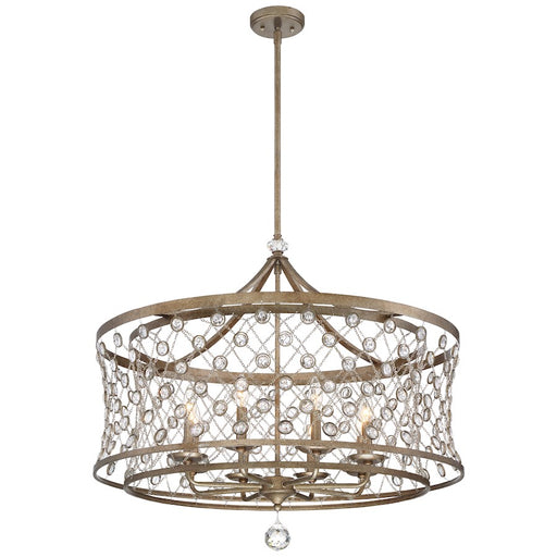 Metropolitan Lighting Vel Catena 32in 8-Light Pendant | Traditional Arcadian Gold and Crystal | Dining Room & Living Room | Model N6585-272