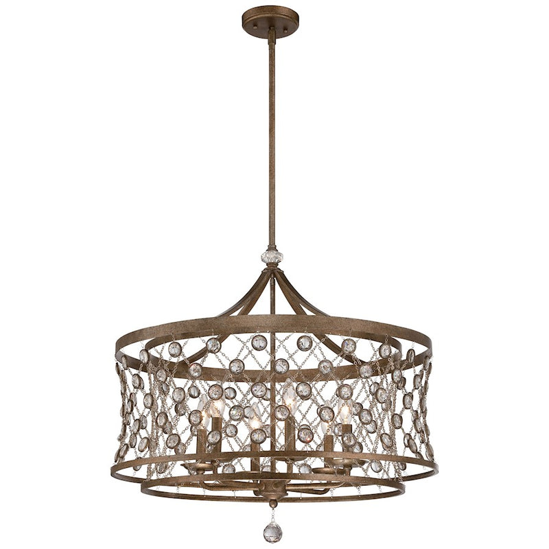 Metropolitan Lighting Vel Catena 27in 6-Light Pendant | Transitional Arcadian Gold and Faceted Crystal | Foyer & Dining Room | Model N6587-272
