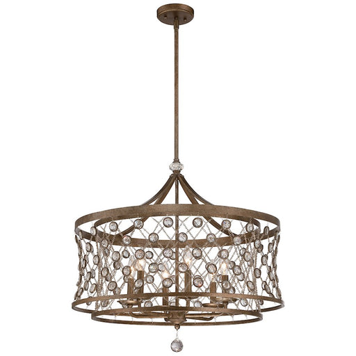 Metropolitan Lighting Vel Catena 27in 6-Light Pendant | Transitional Arcadian Gold and Faceted Crystal | Foyer & Dining Room | Model N6587-272