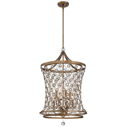 Metropolitan Lighting Vel Catena 20in 8-Light Pendant | Transitional Arcadian Gold and Faceted Crystal | Foyer & Dining Room | Model N6588-272