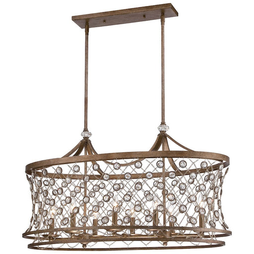 Metropolitan Lighting Vel Catena 38in 8-Light Island Light | Transitional Arcadian Gold and Faceted Crystal | Kitchen Island & | Model N6589-272
