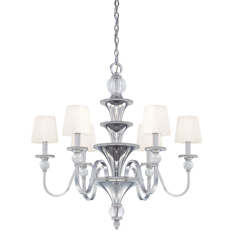 Metropolitan Lighting Aise 31in 6-Light Chandelier | Traditional Polished Nickel | Dining Room & Living Room | 31 x 35 in | Model N6610-613