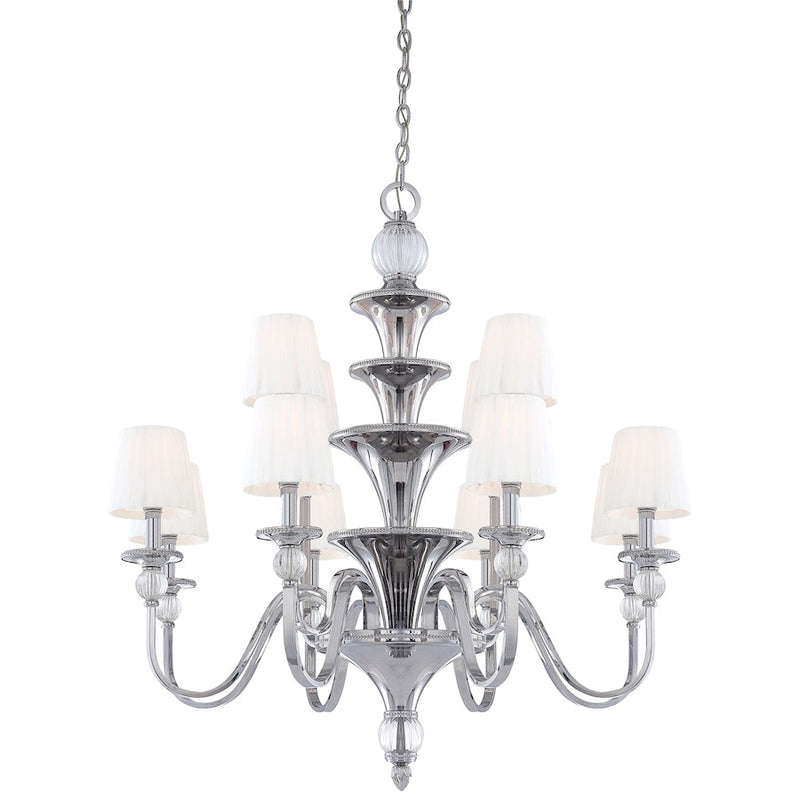 Metropolitan Lighting Aise 39in 12-Light Chandelier | Traditional Polished Nickel | Dining Room & Living Room | 39 x 42 in | Model N6611-613