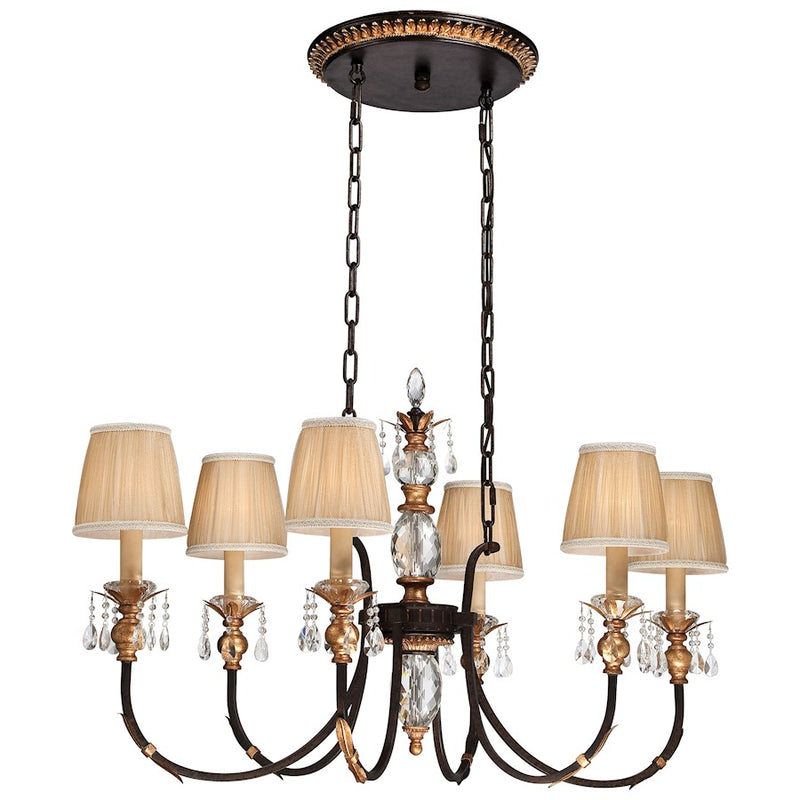 Metropolitan Lighting Bella Cristallo 42in 6-Light Island Pendant | Traditional French Bronze with Gold Highlights | Kitchen | Model N6640-258B