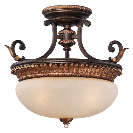 Metropolitan Lighting Bella Cristallo 18in 3-Light Semi-Flush Mount | Traditional French Bronze with Gold Highlights | Entryway & | Model N6642-258B