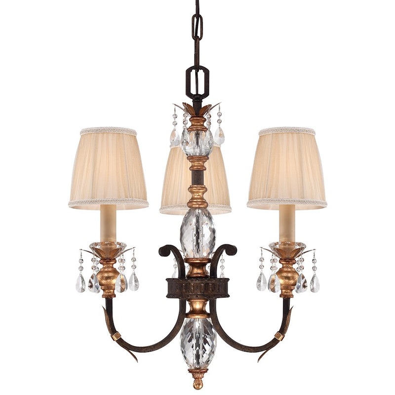Metropolitan Bella Cristallo 21in 3-Light Chandelier | Traditional French Bronze with Gold Highlights | Dining Room & Foyer | Model N6643-258B