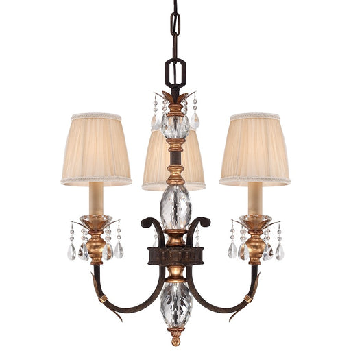 Metropolitan Bella Cristallo 21in 3-Light Chandelier | Traditional French Bronze with Gold Highlights | Dining Room & Foyer | Model N6643-258B