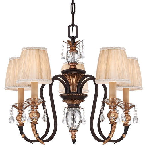 Metropolitan Bella Cristallo 27in 5-Light Chandelier | Traditional French Bronze with Gold Highlights | Dining Room & Living Room | Model N6645-258B
