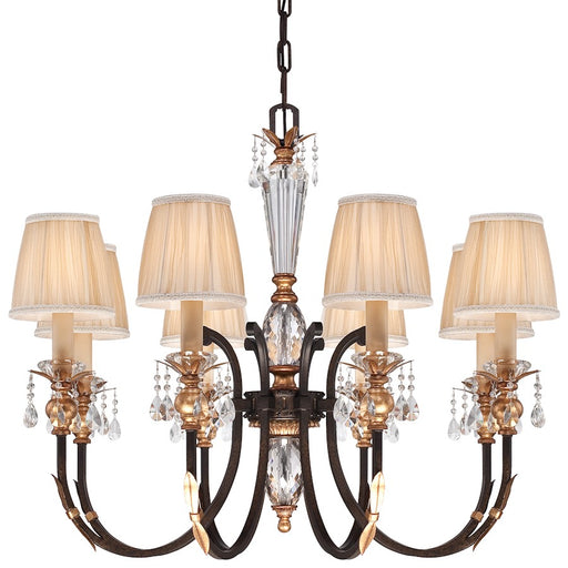 Metropolitan Bella Cristallo 35in 8-Light Chandelier | Traditional French Bronze with Gold Highlights | Dining Room & Living Room | Model N6648-258B