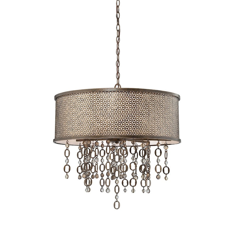 Metropolitan Ajourer 28in 8-Light Drum Pendant | Traditional French Bronze and Pierced Metal | Dining Room & Living Room | Model N6724-258