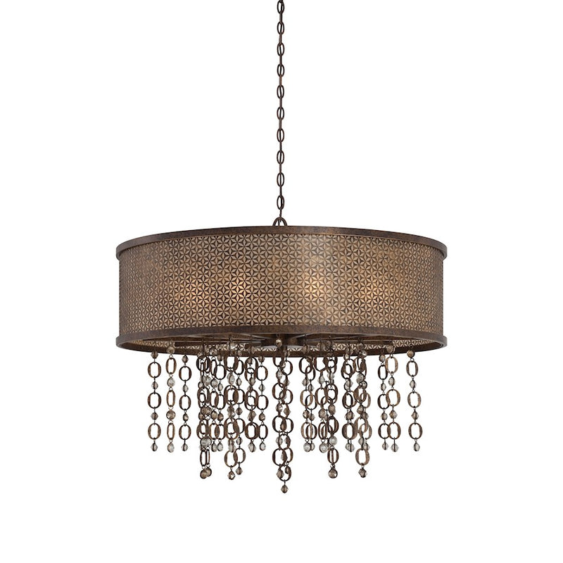 Metropolitan Lighting Ajourer 36in 10-Light Drum Pendant | Traditional French Bronze Pierced Metal | Dining Room & Great Room | Model N6729-258